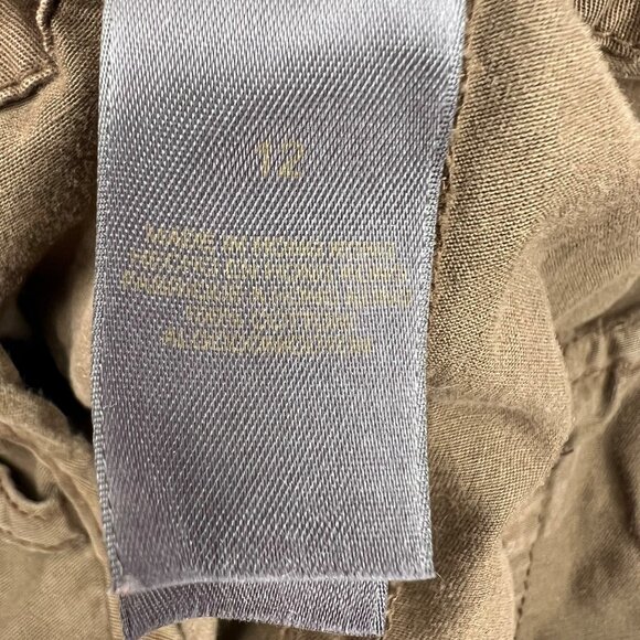 Liz Claiborne Sloane Womens Brown Capri Pants Size 12 With Frayed Hem Cotton Ble - Picture 4 of 10